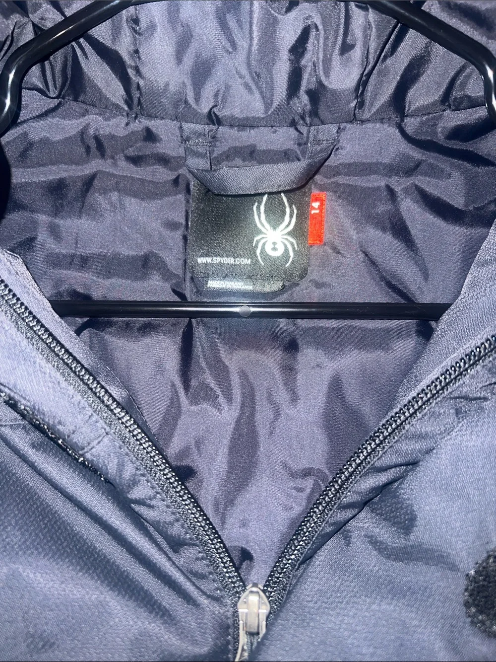 Spyder Black Hooded Jacket with White Spider Logo